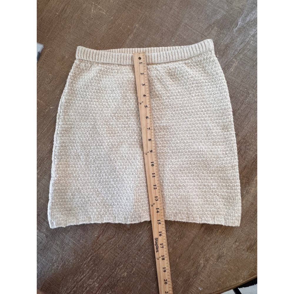 Free People Cream Boucle Knit Mini Skirt Womens XS Textured Stretch - Picture 6 of 7